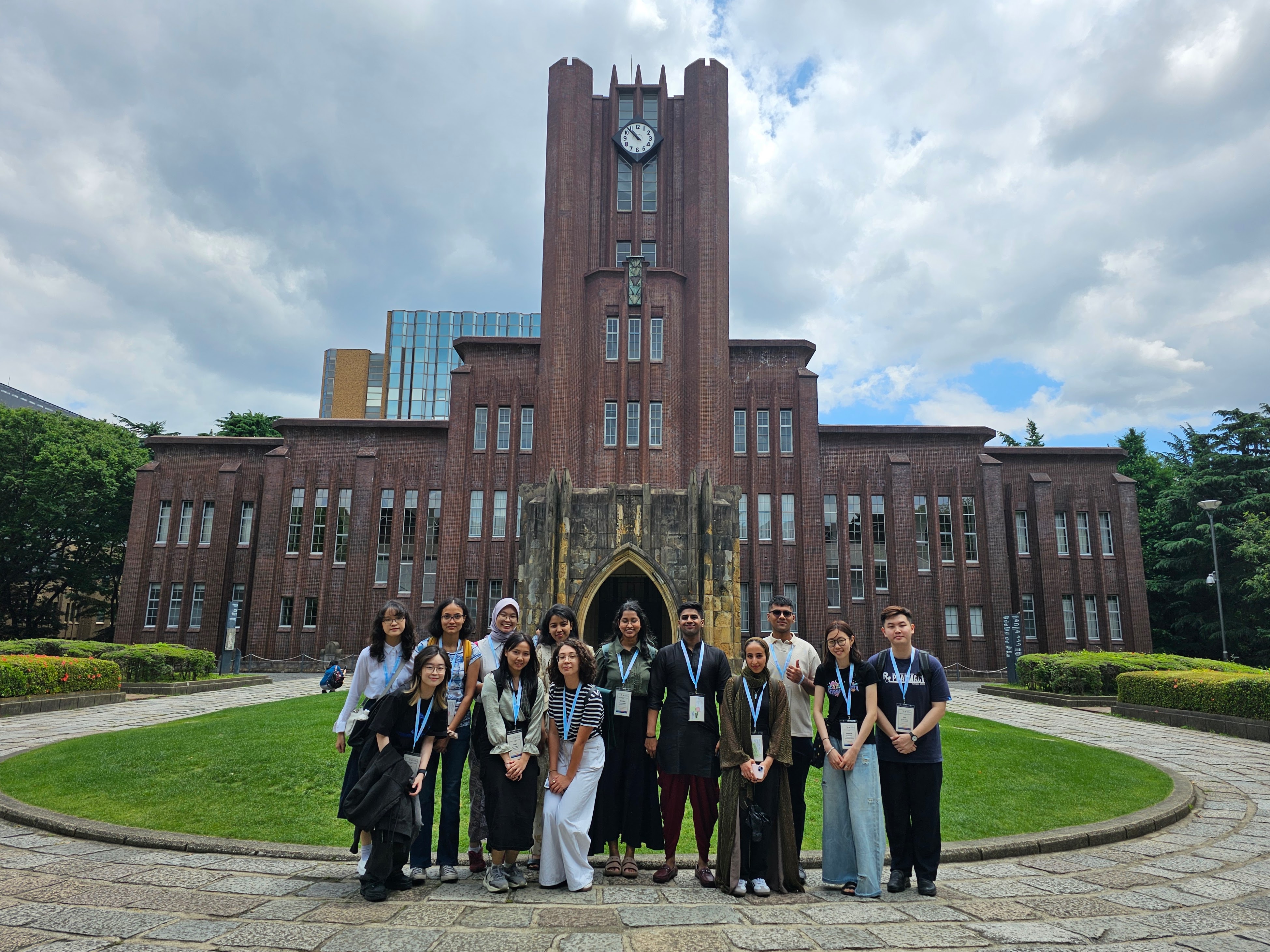 Group photo in front of Yasuda Auditorium