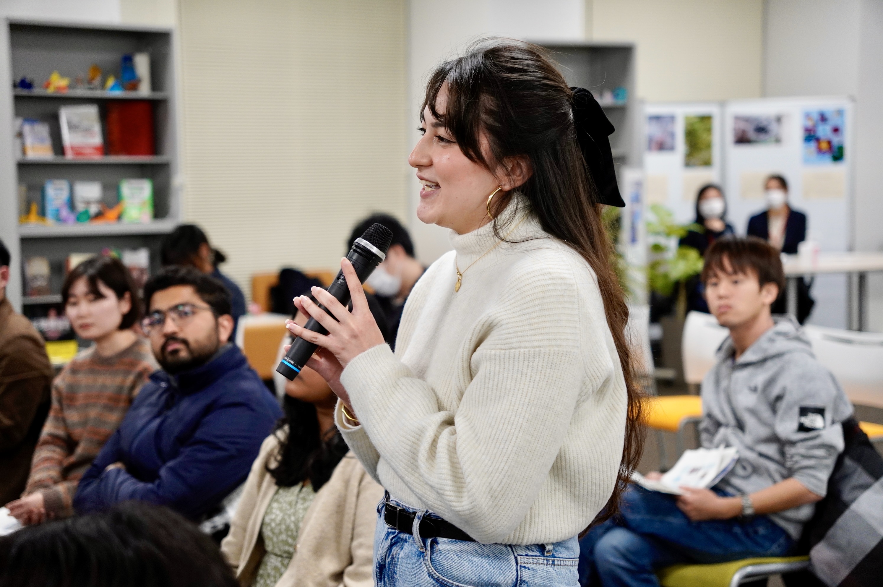 A student posing a question